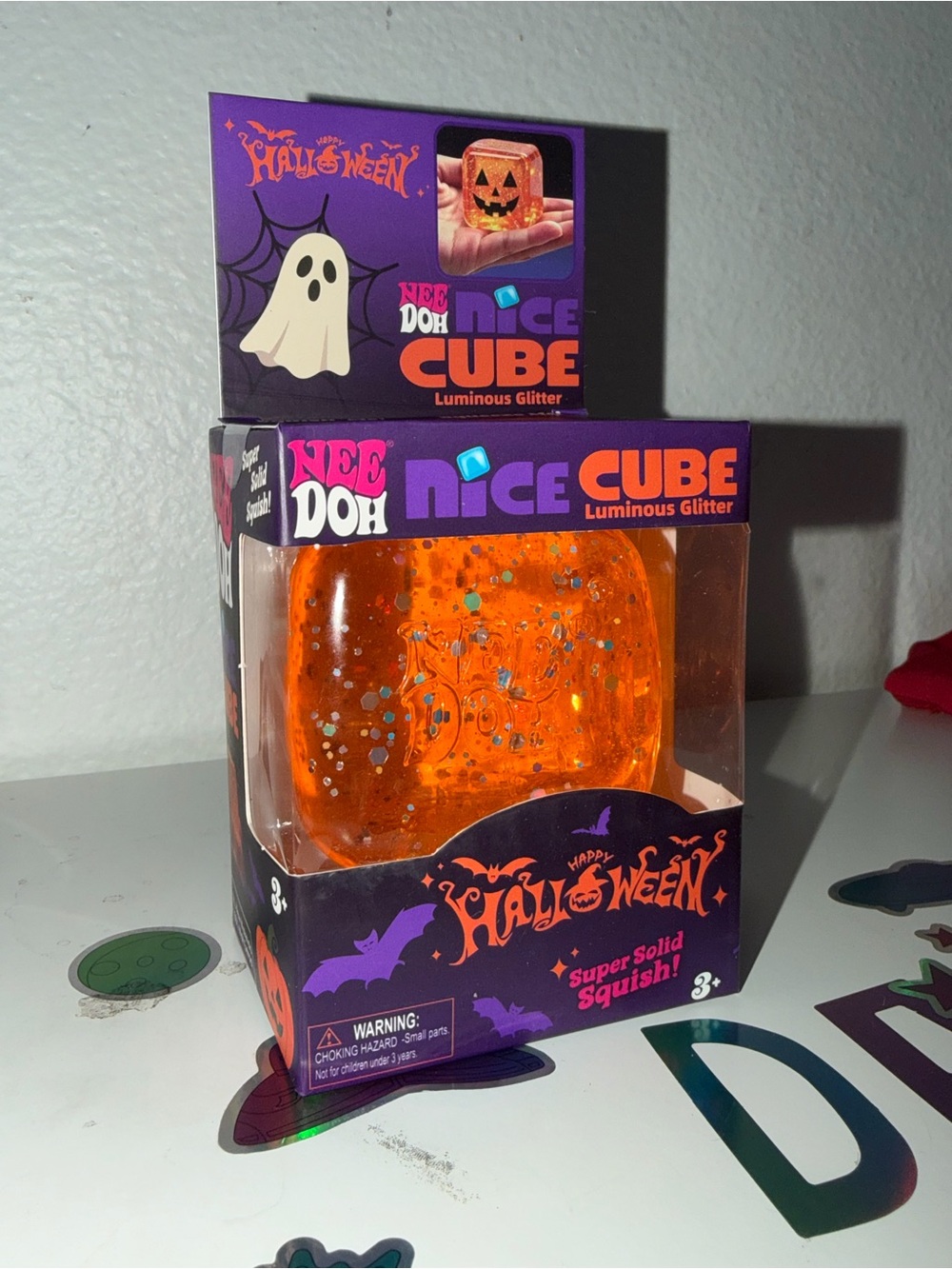 NeeDoh Orange Glitter Nice Cube - Halloween Edition